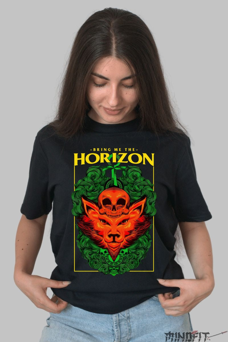 Tricou Rock Bring Me The Horizon Wolf Skull dama negru