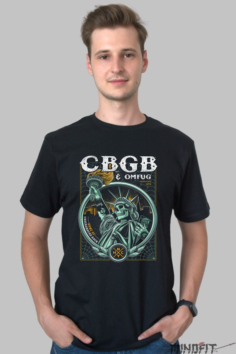 Tricou Rock CBGB Liberty Punk barbat negru