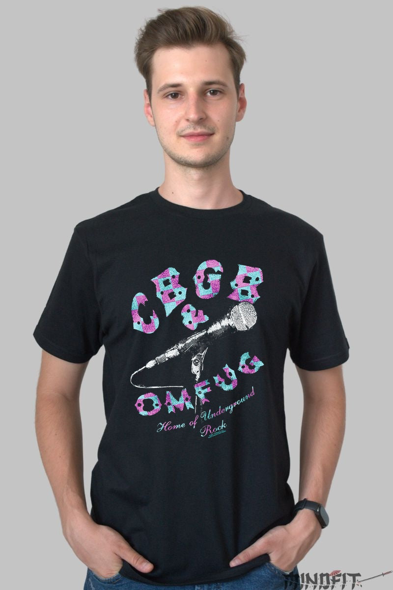 Tricou Rock CBGB Mic Check barbat negru