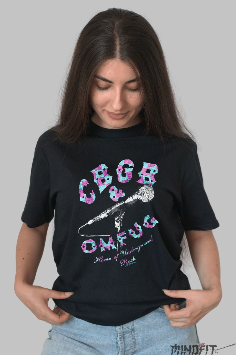 Tricou Rock CBGB Mic Check dama negru
