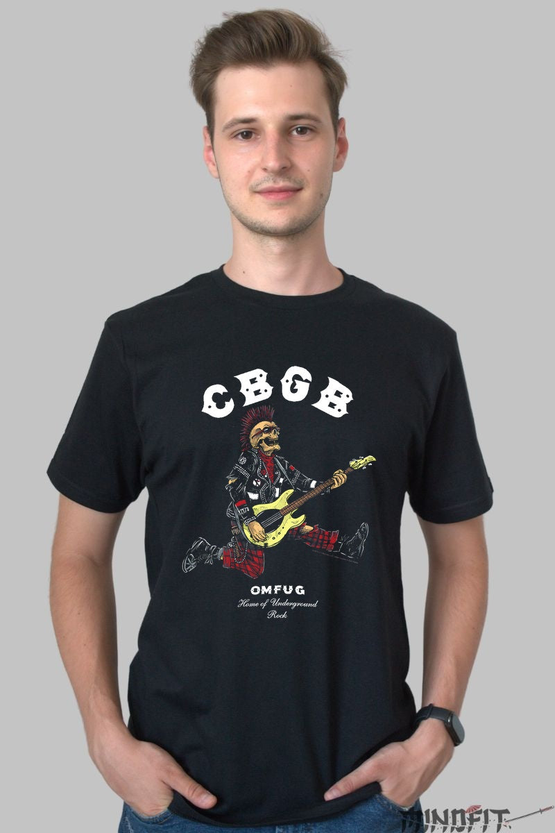 Tricou Rock CBGB Punk Skeleton barbat negru