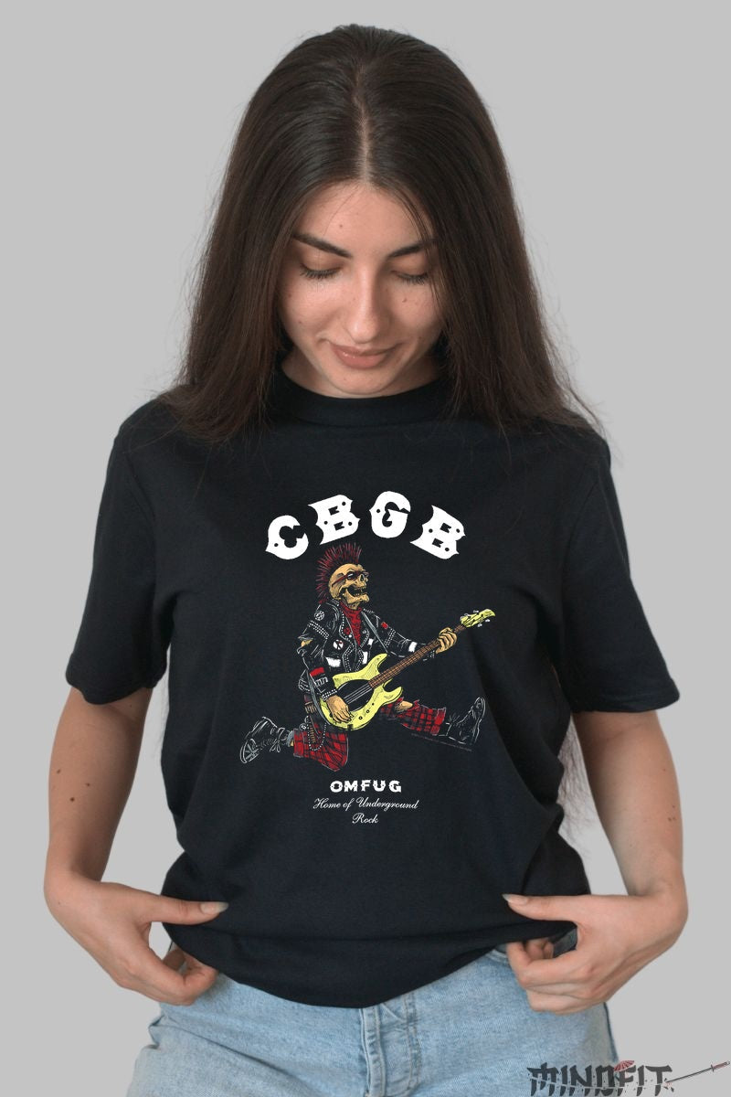 Tricou Rock CBGB Punk Skeleton dama negru