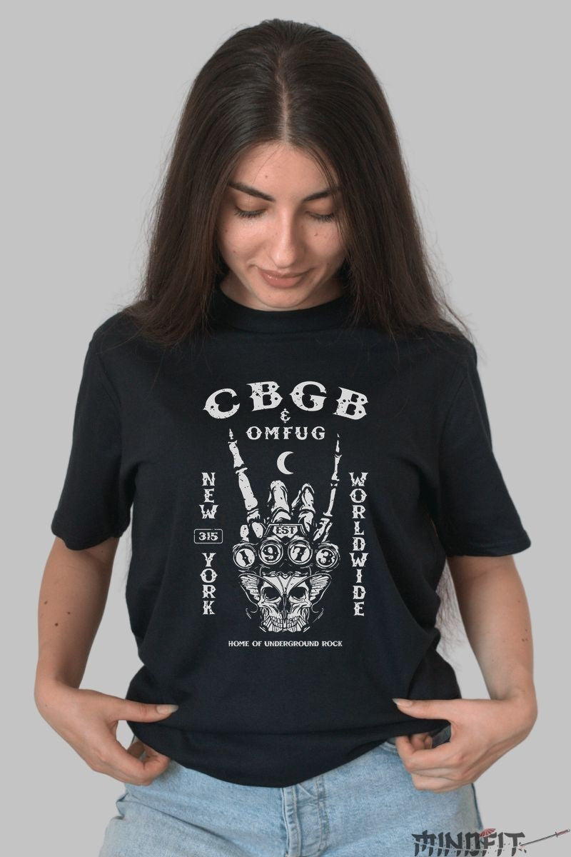 Tricou Rock – CBGB Worldwide Skull dama negru