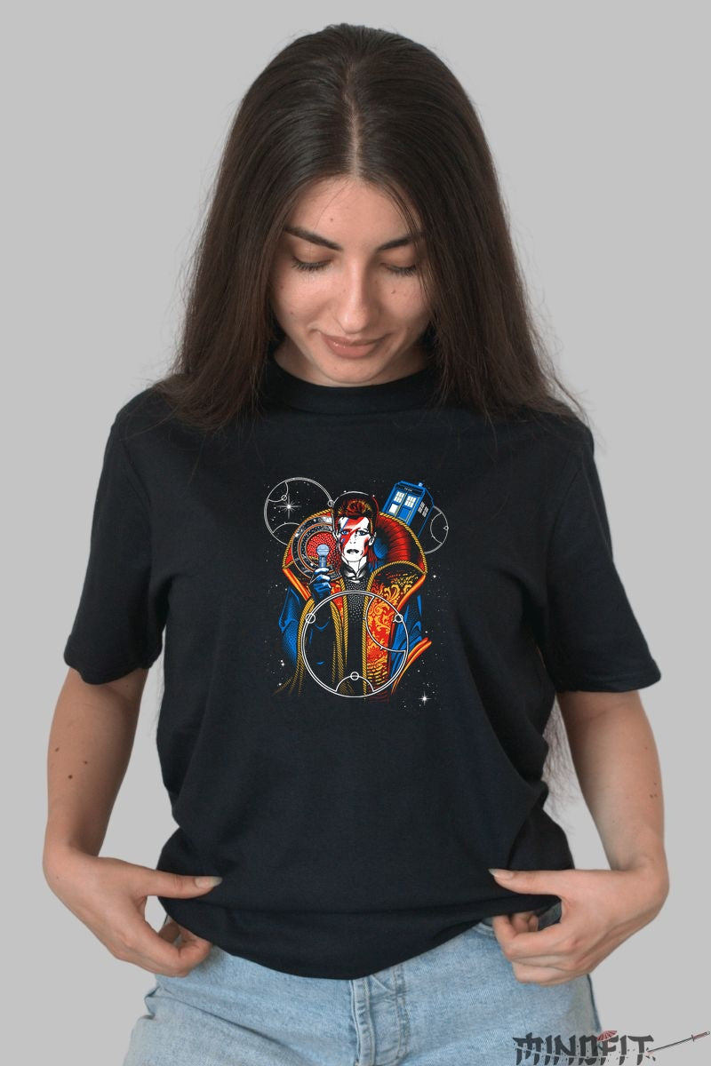 Tricou Rock Cosmic Bowie Time Traveler dama negru