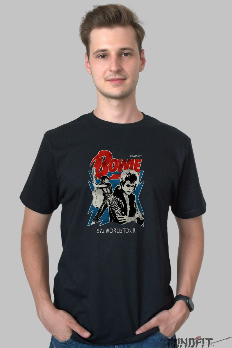 Tricou Rock David Bowie 1972 World Tour barbat negru