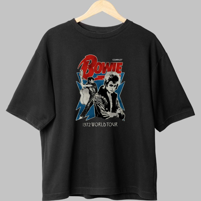 Tricou Rock David Bowie 1972 World Tour fata negru