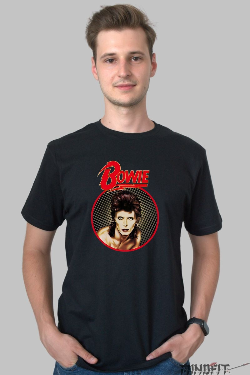 Tricou Rock David Bowie Iconic Portrait barbat negru