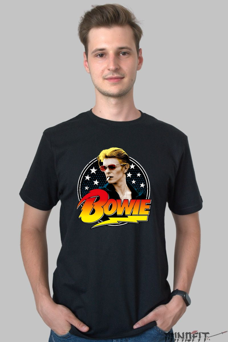 Tricou Rock David Bowie Retro Stars barbat negru