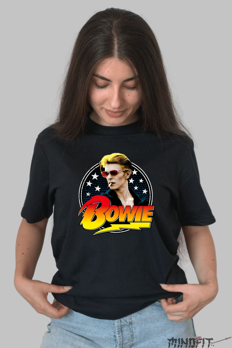 Tricou Rock David Bowie Retro Stars dama negru