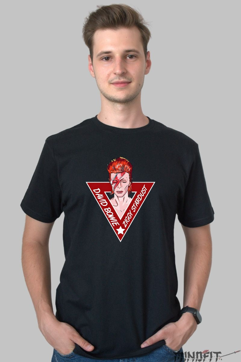 Tricou Rock David Bowie Ziggy Stardust barbat negru