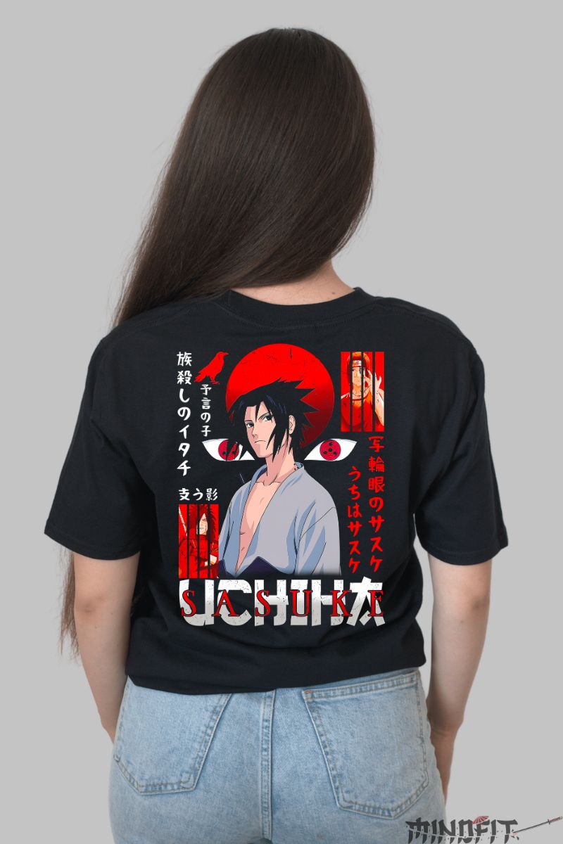 Tricou Sasuke Uchiha dama negru spate