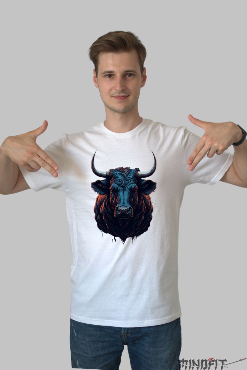 Tricou Taur Negru barbat alb fata