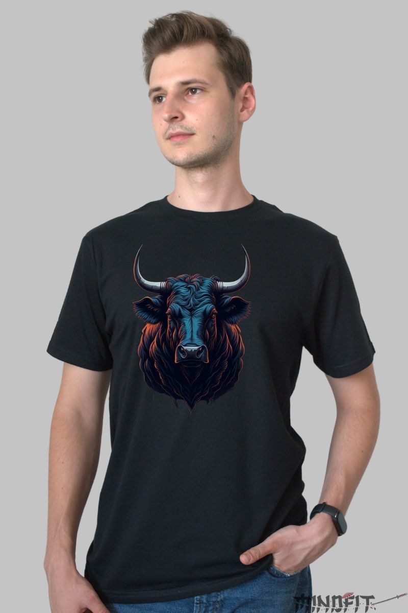 Tricou Taur Negru barbat negru fata