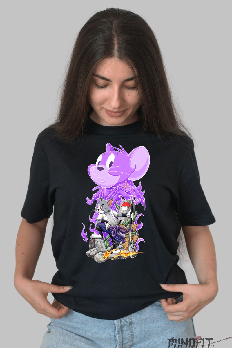 Tricou Tom & Jerry Naruto Uchiha dama negru fata
