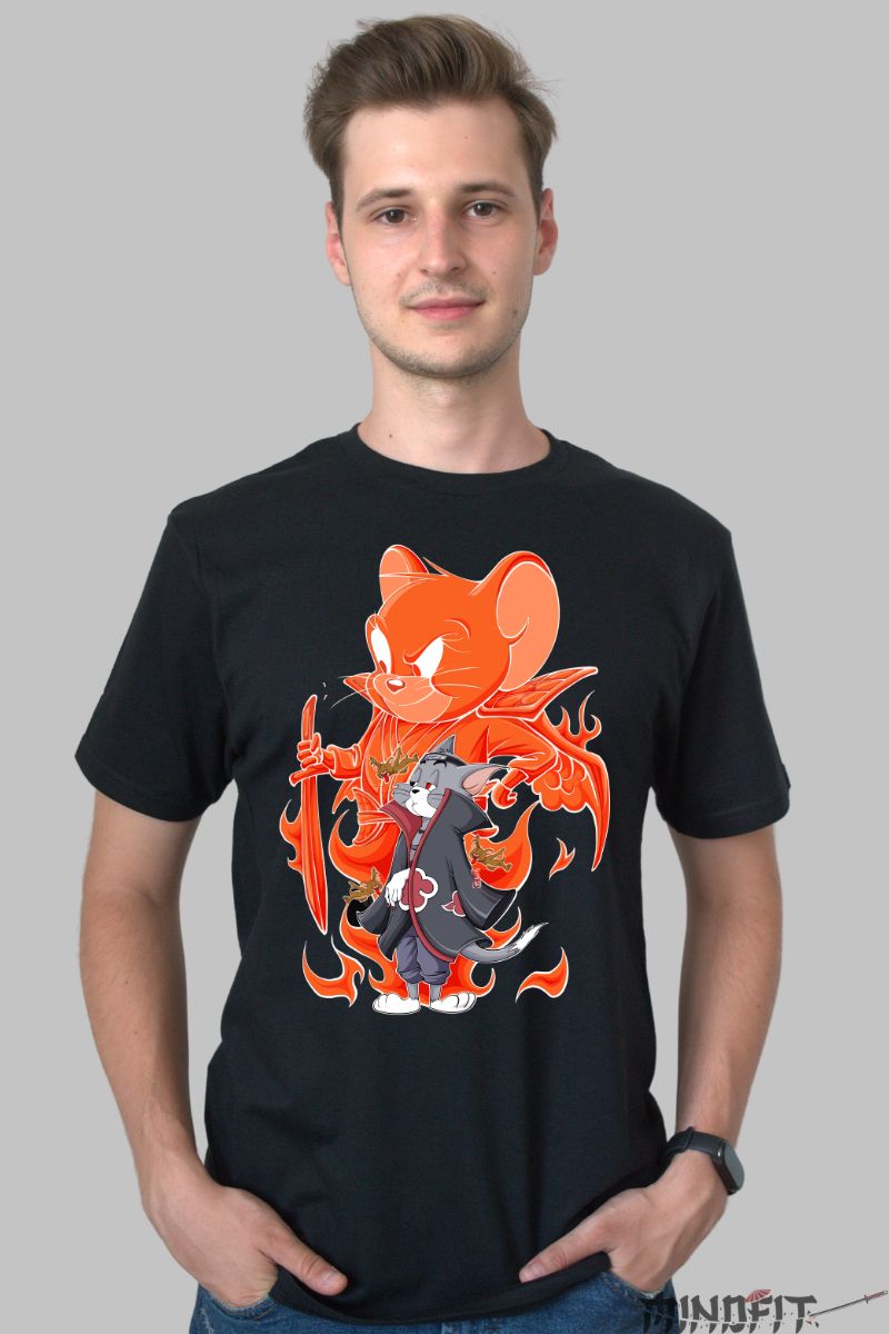 Tricou Tom si Jerry Naruto Akatsuki barbat negru fata