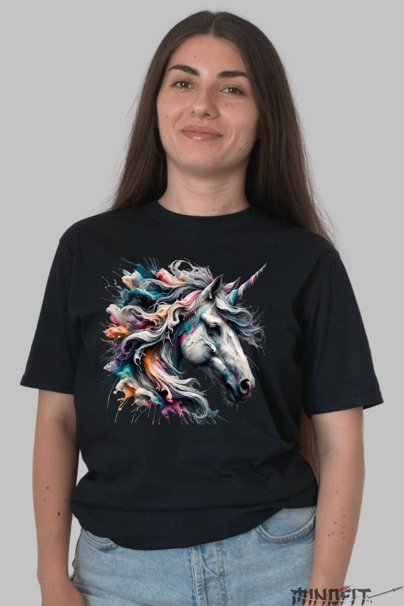 Tricou Unicorn Dama Nonconformist dama negru fata