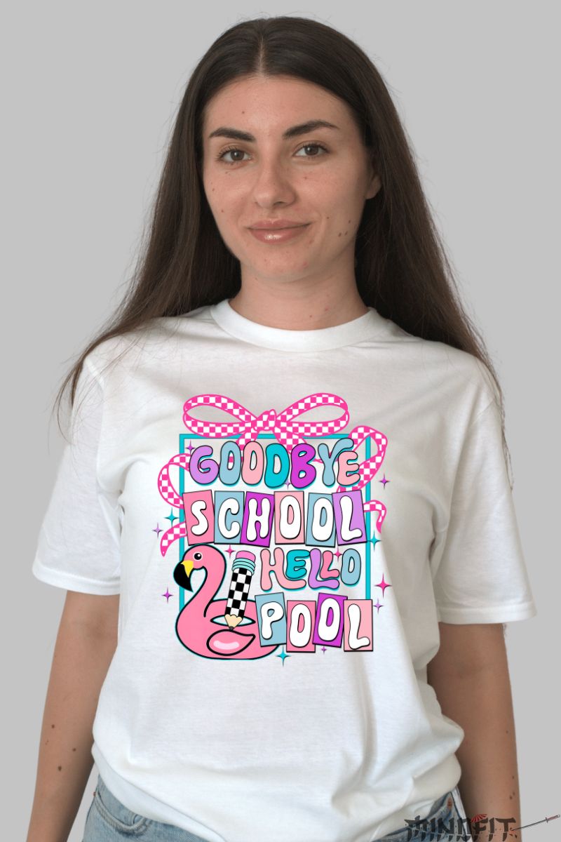 Tricou Vara Goodbye School dama alb fata
