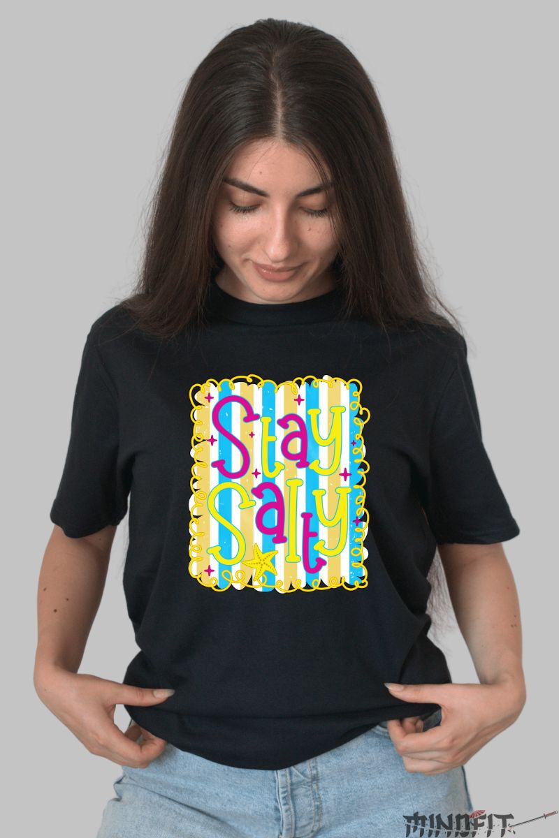 Tricou Vara Stay Salty dama negru fata