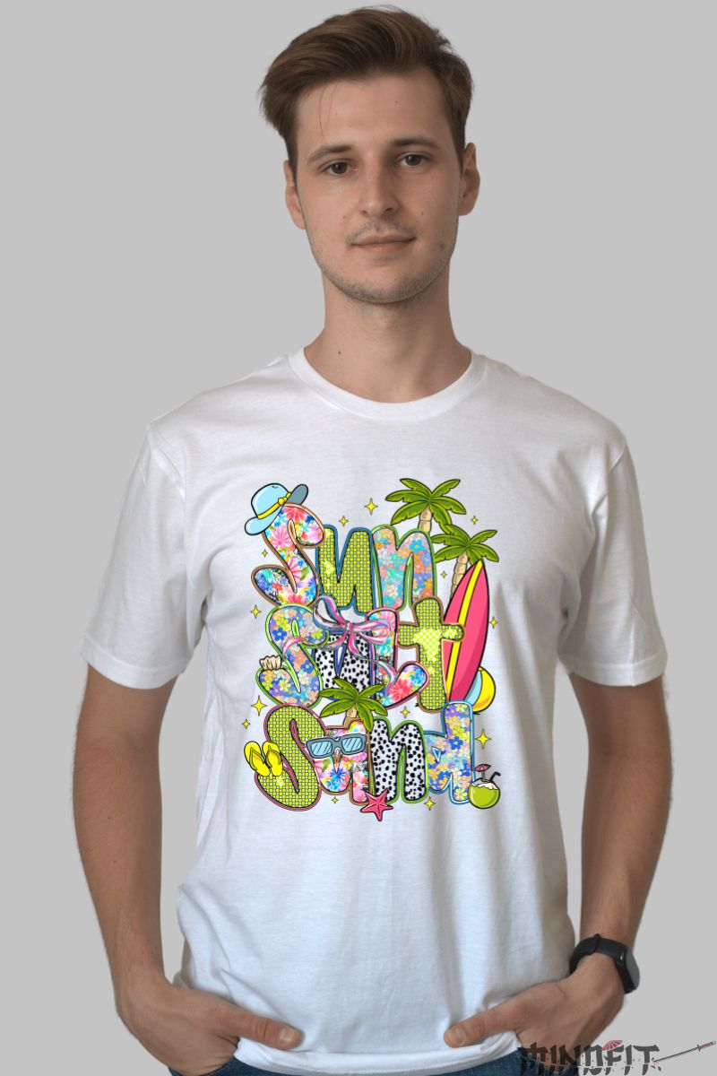 Tricou Vara Sun Salt Sand barbat alb fata