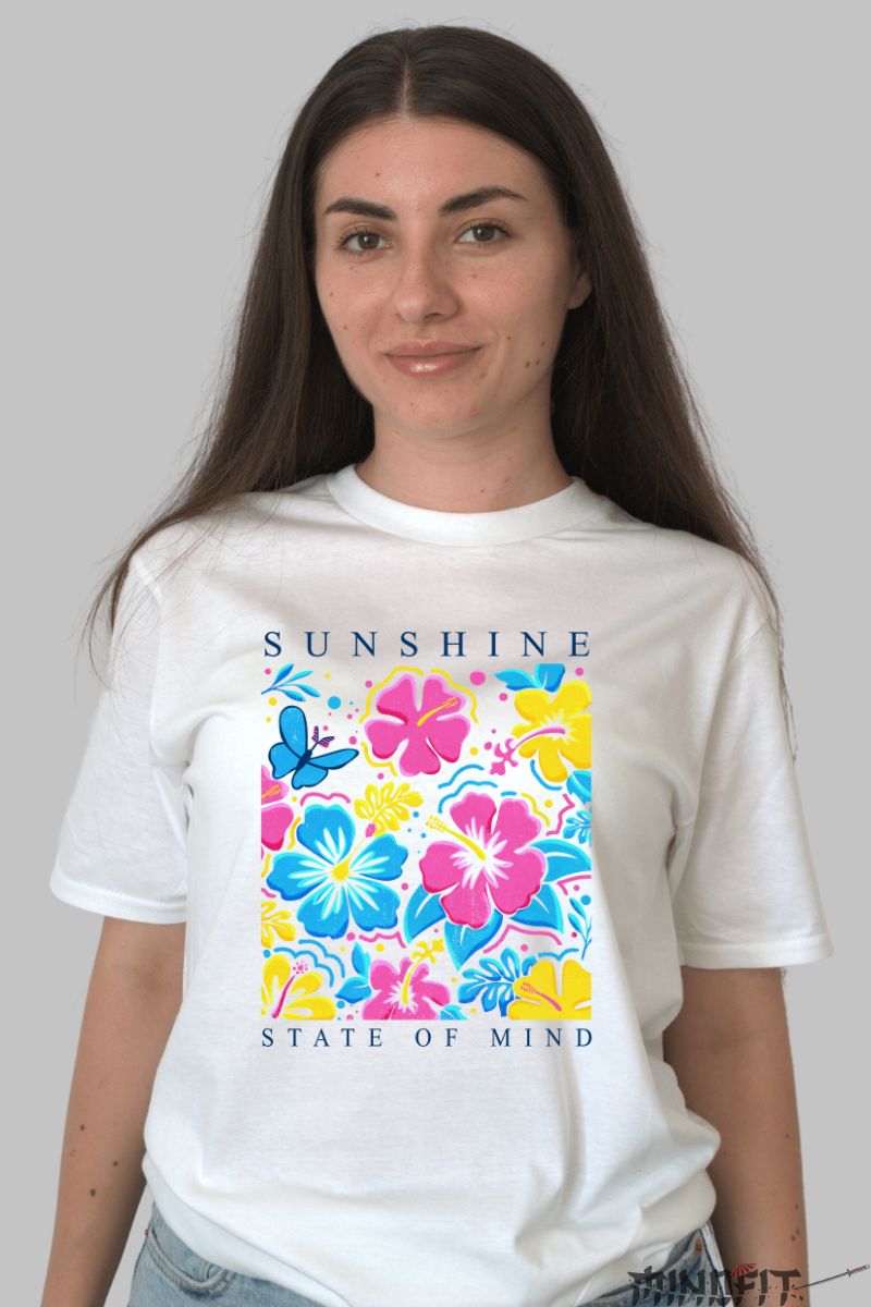 Tricou Vara Sunshine State Of Mind dama alb fata