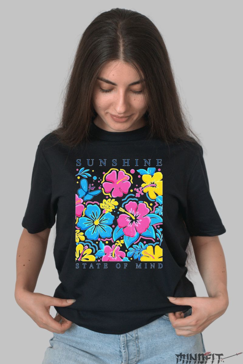Tricou Vara Sunshine State Of Mind dama negru fata