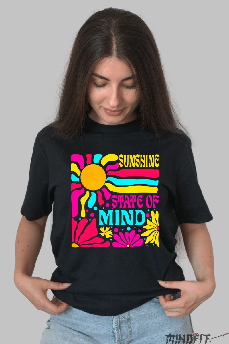 Tricou Vara Sunshine State Of Mind dama negru fata
