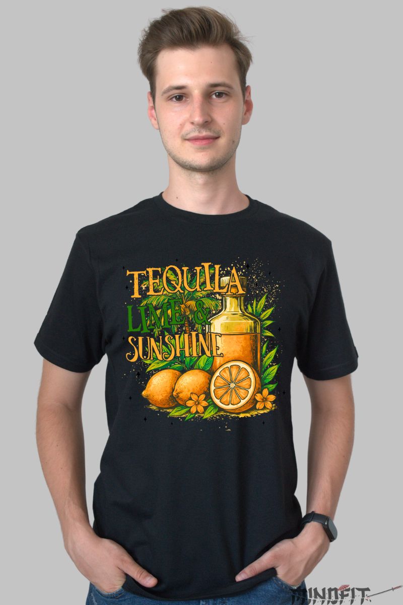 Tricou Vara Tequila Lime & Sunshine barbat negru fata