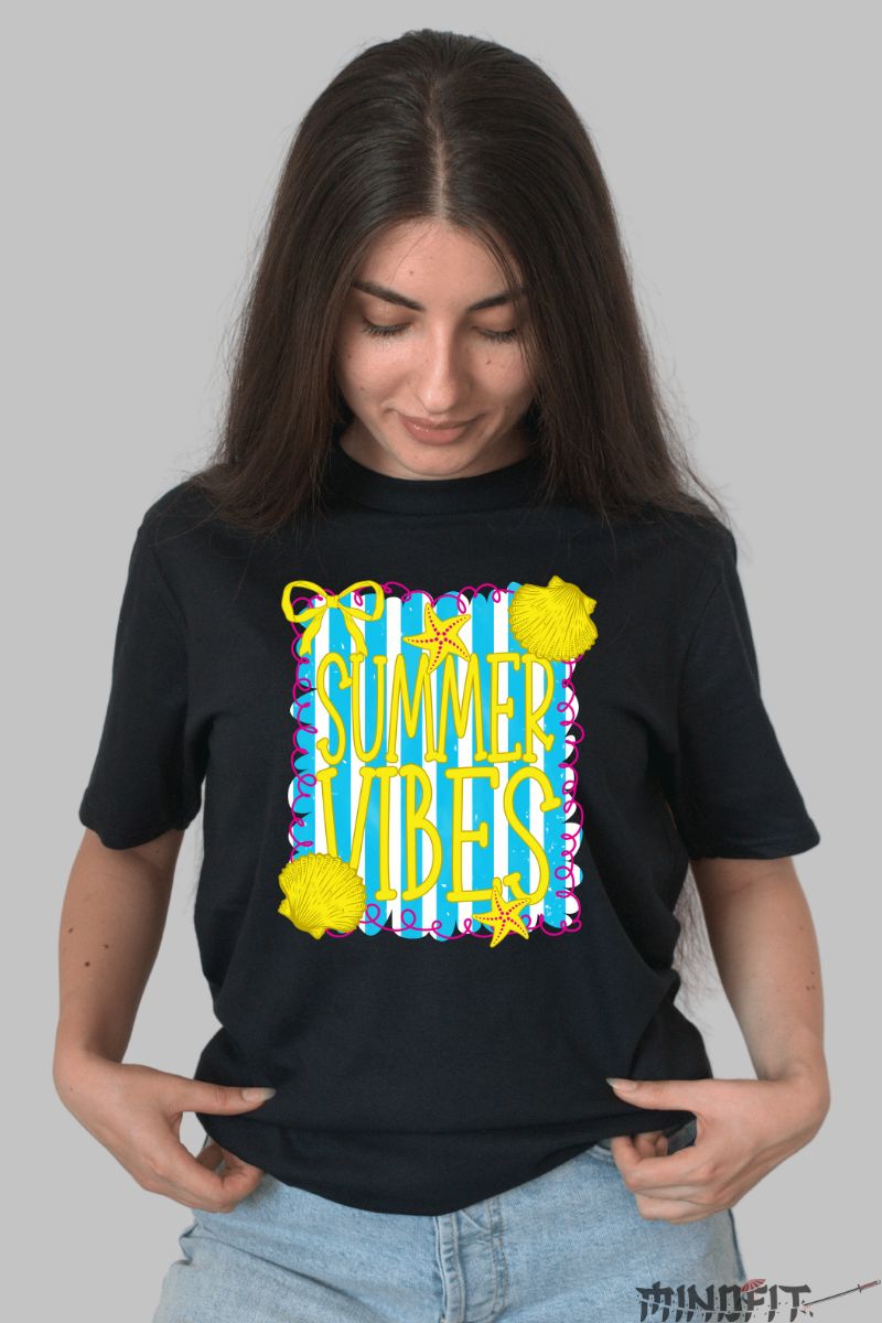 Tricou Vara Vibrant Summer Vibes dama negru fata