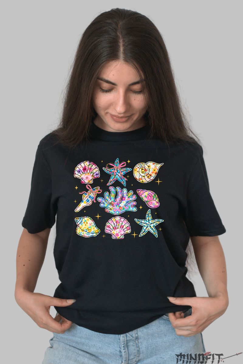 Tricou Vara cu Scoici Multicolore dama negru fata