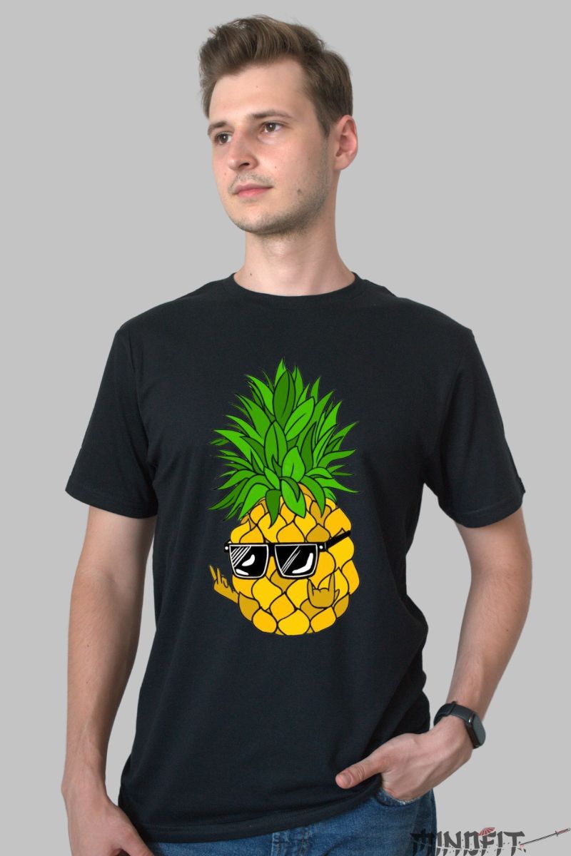Tricou ananas Party barbat negru fata
