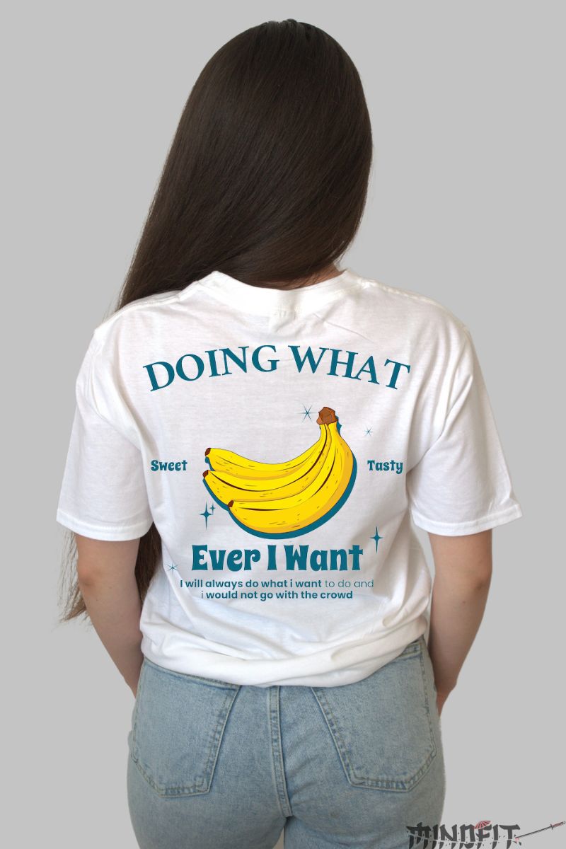 Tricou banana sweet and tasty dama alb spate