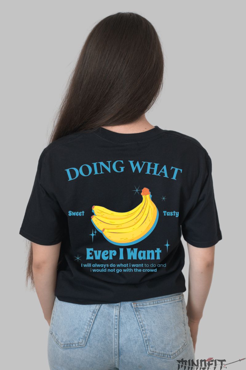 Tricou banana sweet and tasty dama negru spate