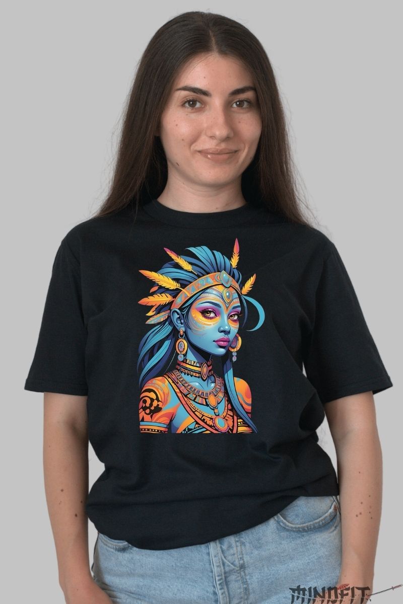 Tricou cu Aplicatii "Magia Culorilor" dama negru fata