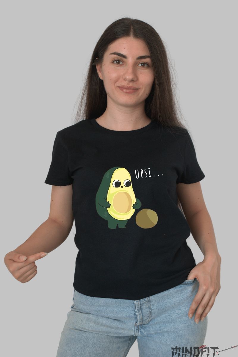 Tricou cu Avocado si mesaj amuzant dama negru fata