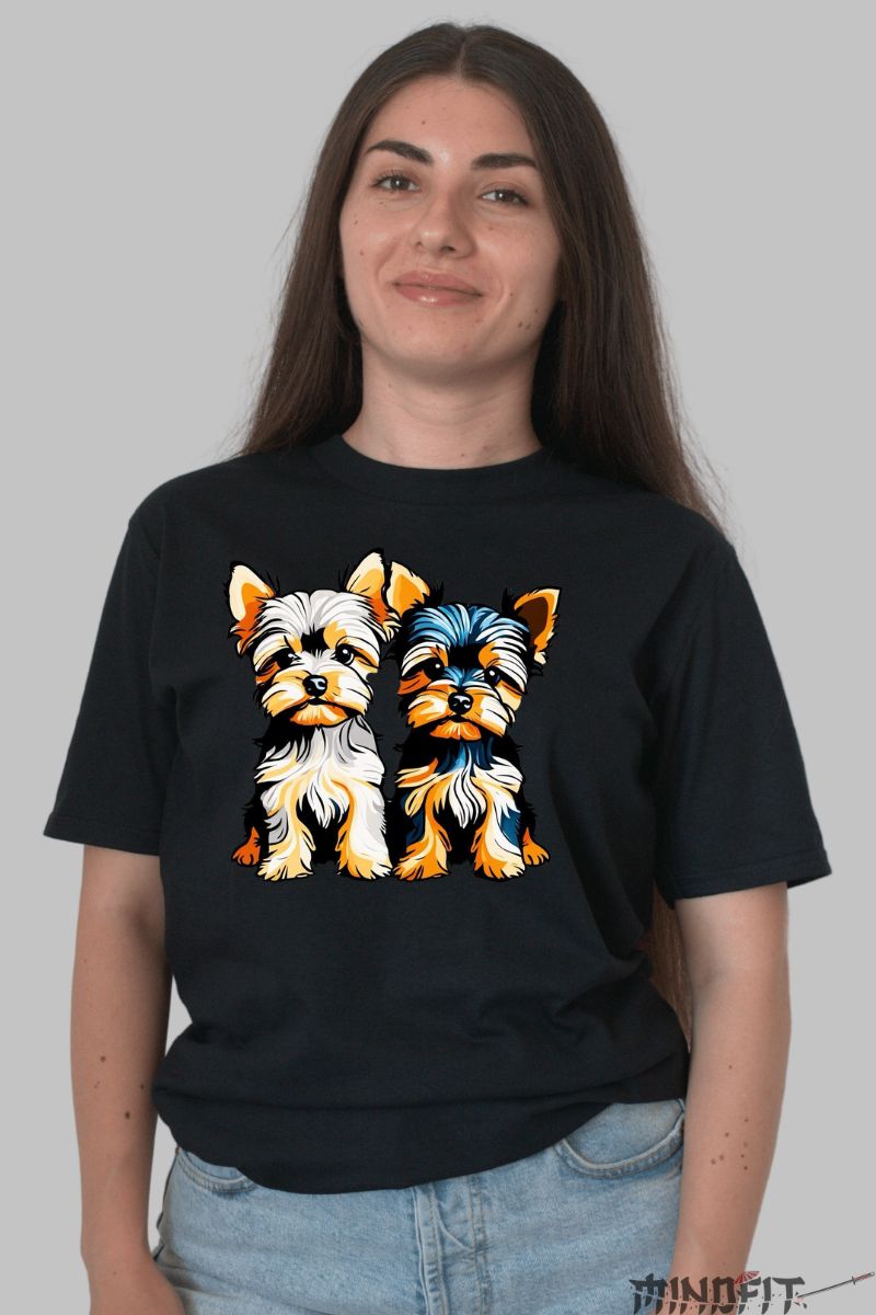 Tricou cu Catei Blanosi dama negru fata