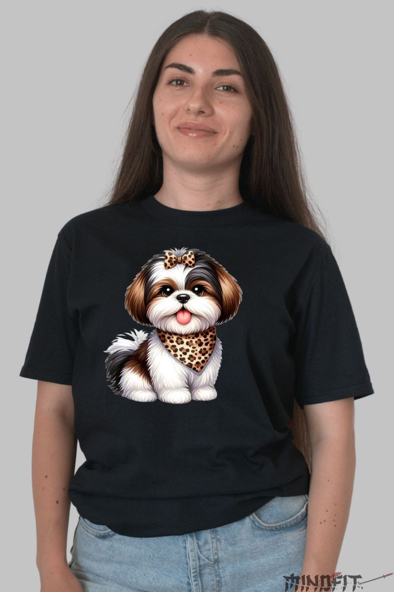 Tricou cu Catel Chic dama negru fata
