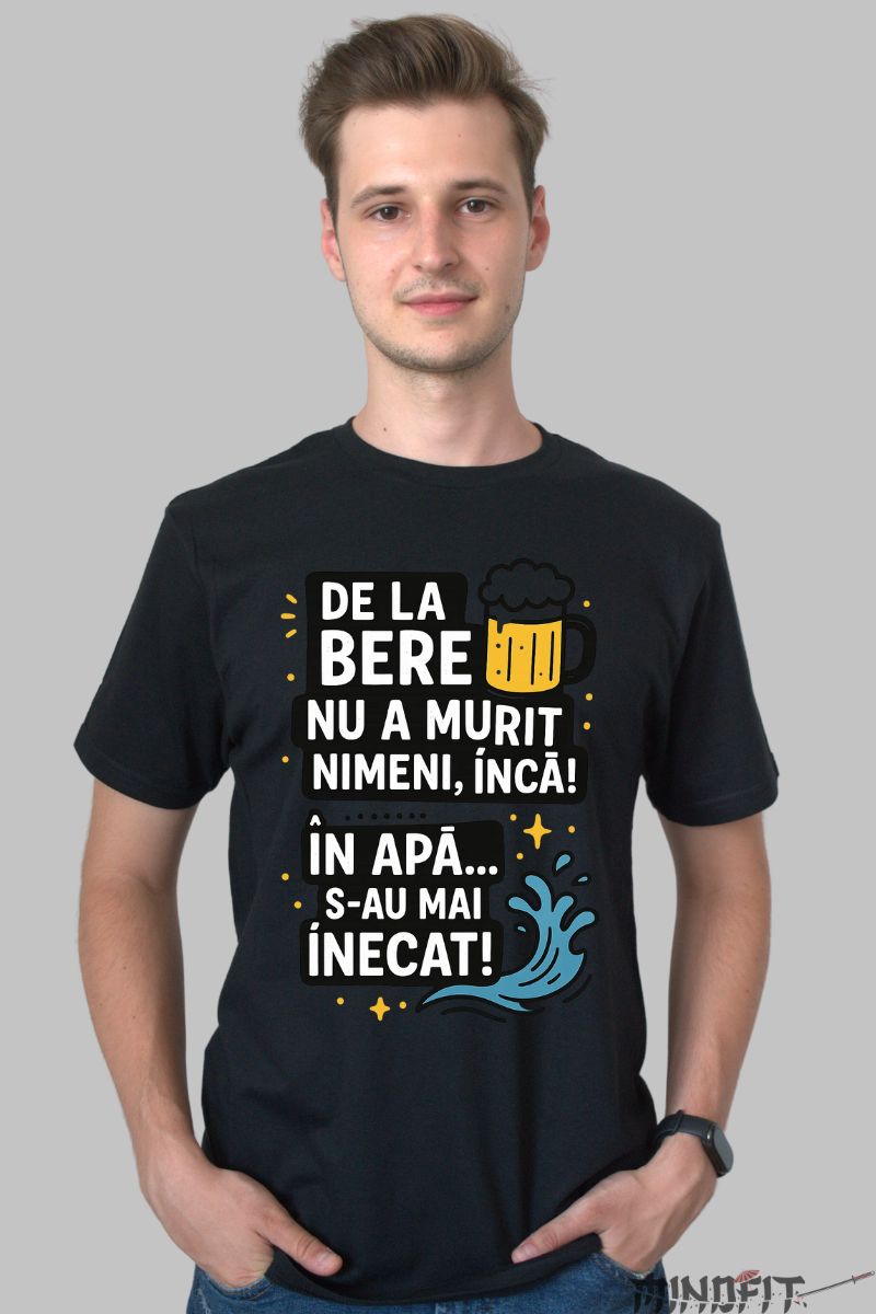 Tricou cu Mesaj Amuzant De La Bere barbat negru fata