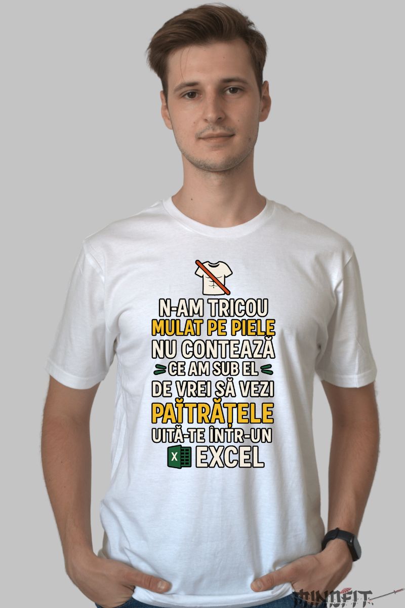 Tricou cu Mesaj Amuzant N-am Tricou Mulat barbat alb fata