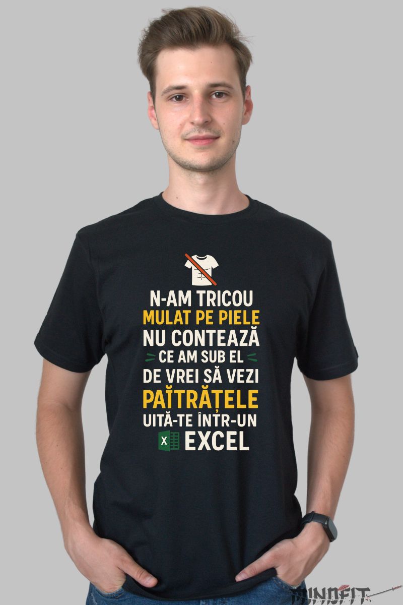Tricou cu Mesaj Amuzant N-am Tricou Mulat barbat negru fata