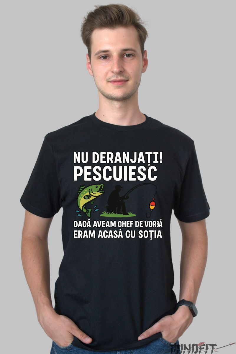 Tricou cu Mesaj Amuzant Nu Deranjati! barbat negru fata