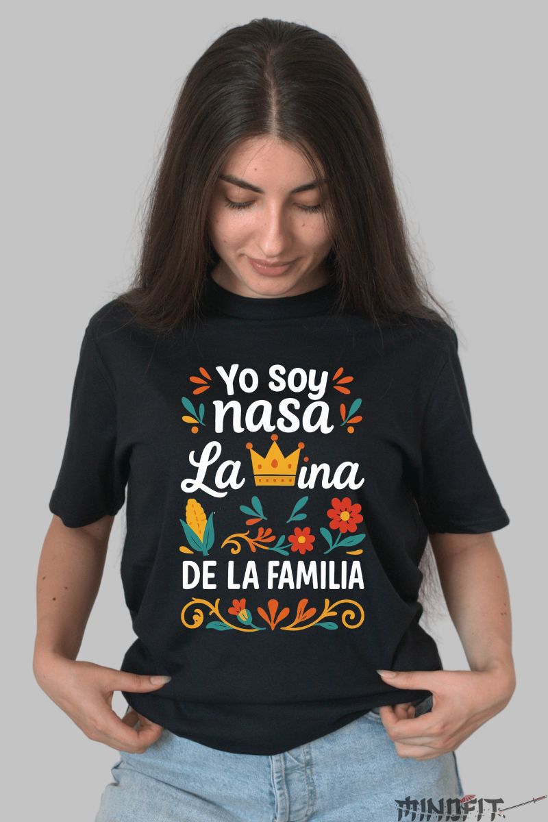 Tricou cu Mesaj Amuzant Yo Soy Nasa dama negru fata