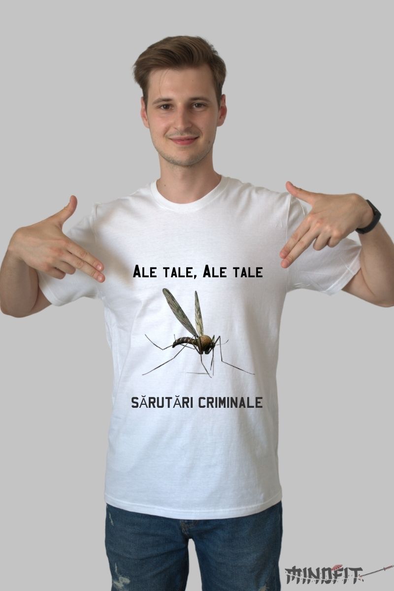 Tricou cu Mesaj "Tantarul" barbat alb fata