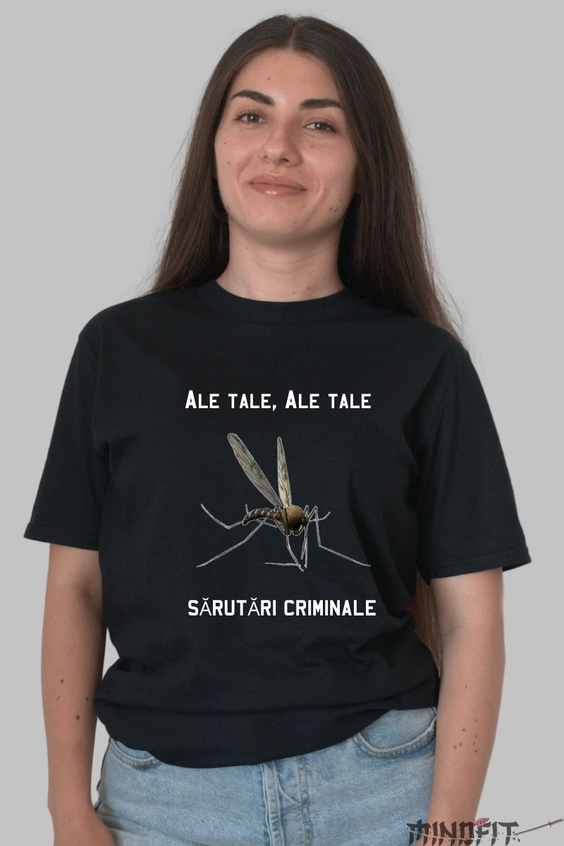 Tricou cu Mesaj "Tantarul" dama negru fata