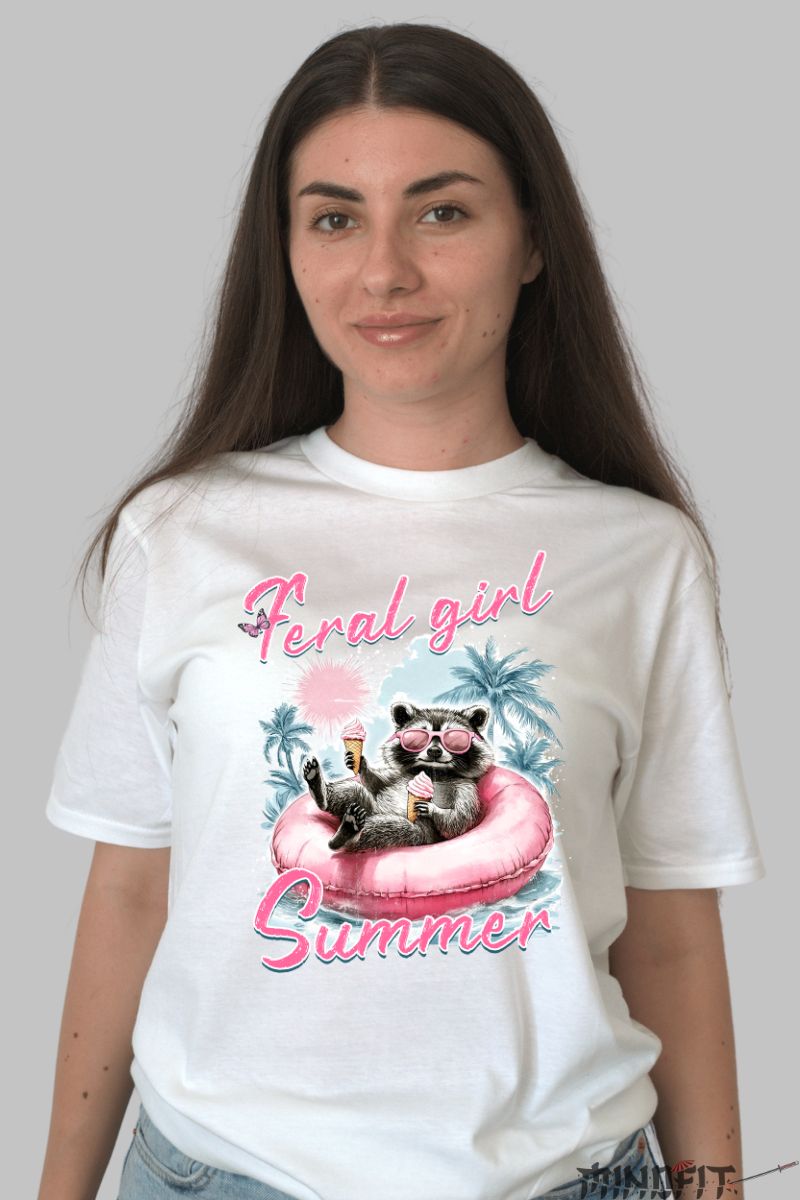Tricou de Vara Animal Party dama alb fata
