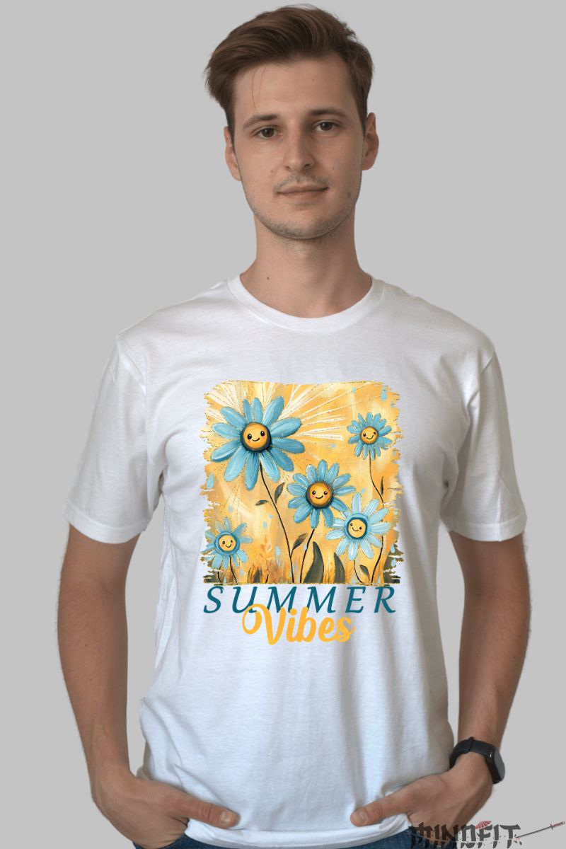 Tricou de Vara Colorat si Jucaus barbat alb fata