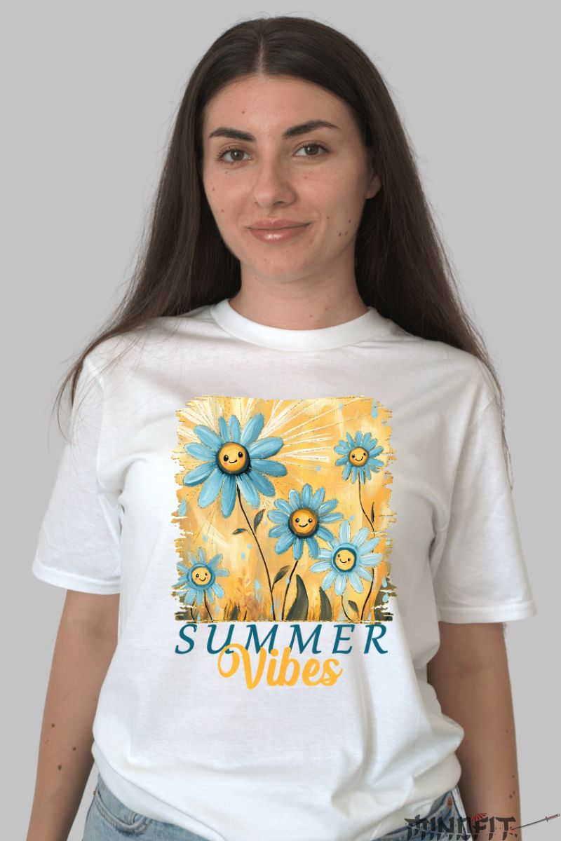Tricou de Vara Colorat si Jucaus dama alb fata