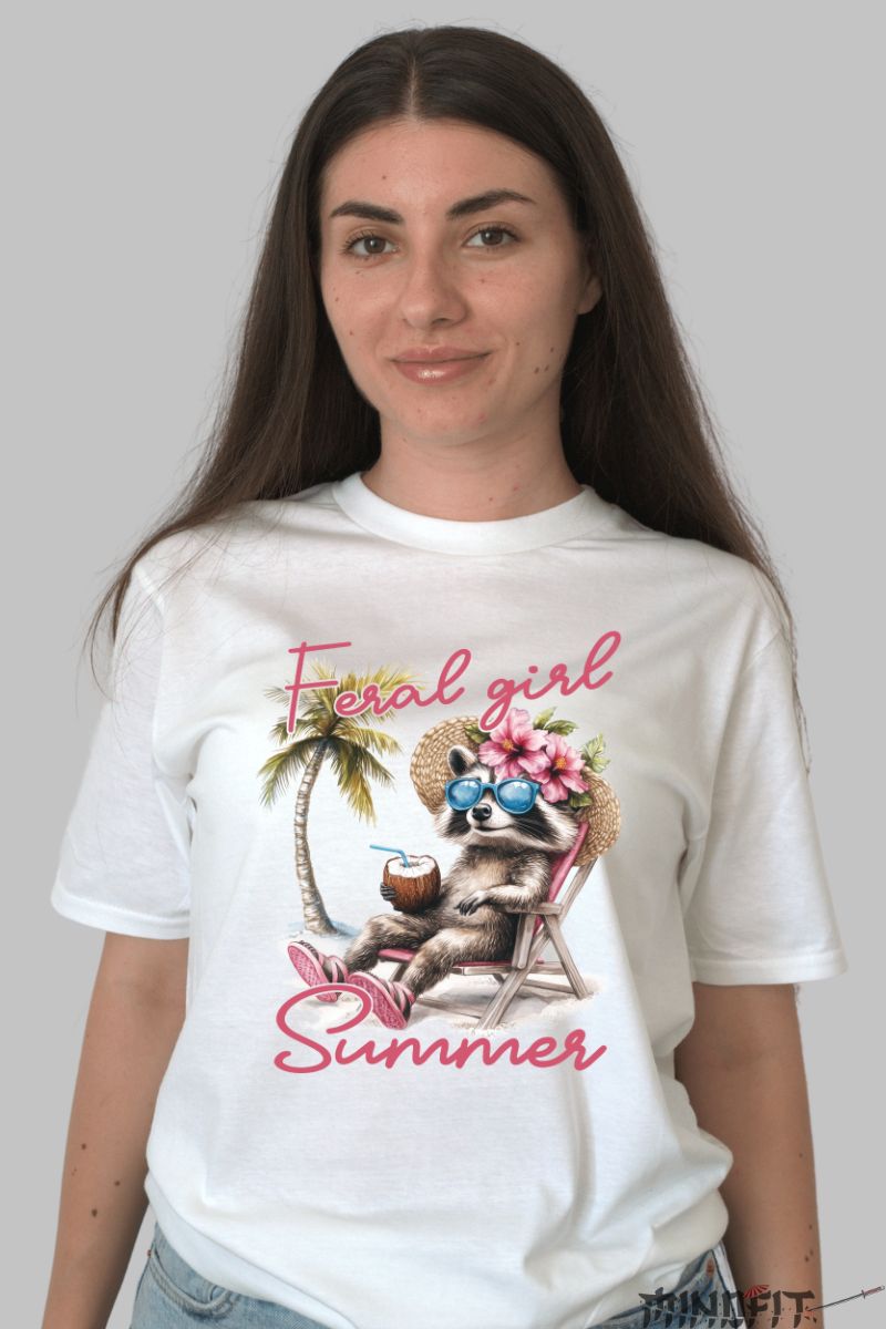Tricou de Vara Feral Girl Summer dama alb fata