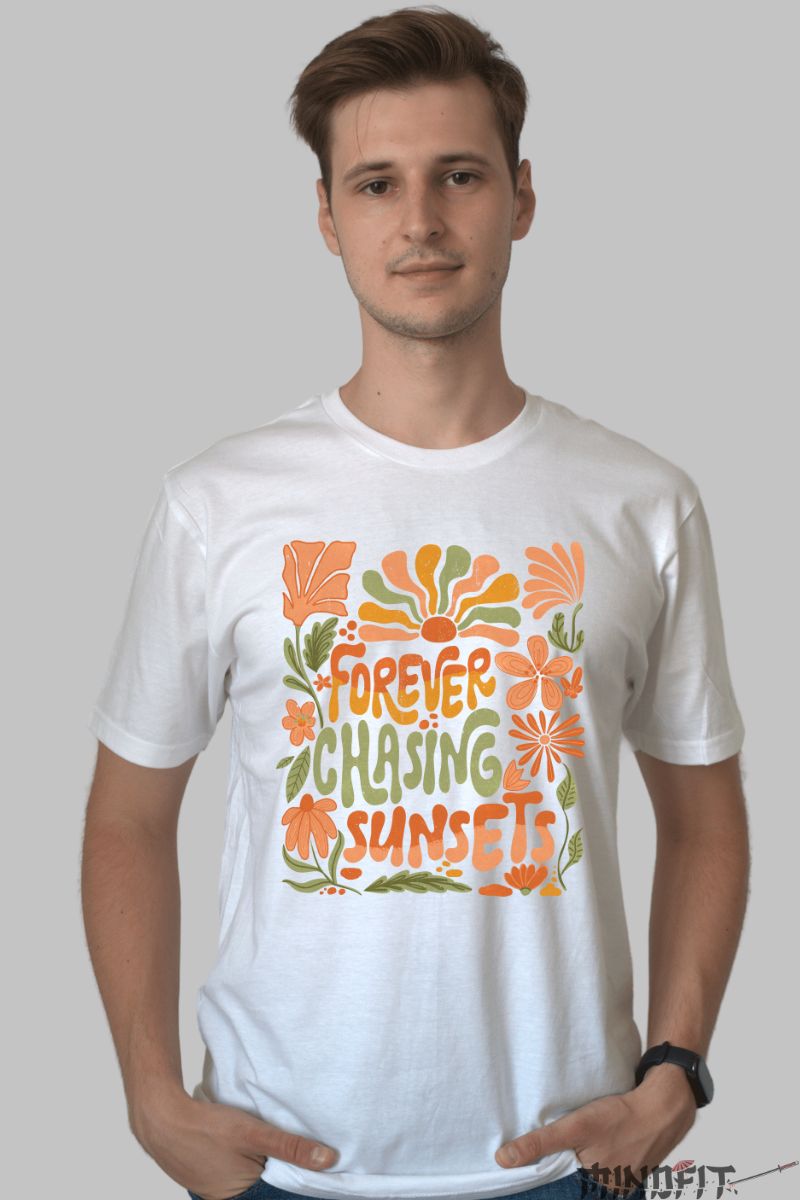 Tricou de Vara Forever Chasing Sunsets barbat alb fata