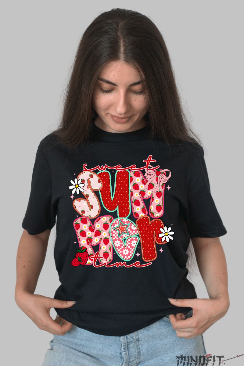 Tricou de Vara Sweet Summer Time dama negru fata