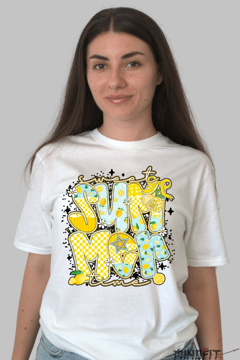 Tricou de Vara Vesel si Colorat dama alb fata